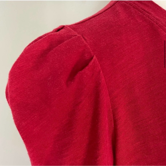 SANCTUARY Pleated Puff Sleeve T-Shirt Style Top 3/4 Sleeve Dark Red Size Medium - Picture 4 of 9